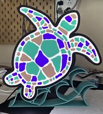 Led Sea Turtle Light box 3d printed desk or wall mount decoration ocean decor picture