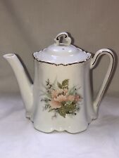 Vintage Winrose Collection Tea Kettle Peach&White Flowers Embossed, Gold Trim picture