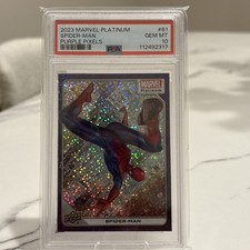 Upper Deck 2023 Marvel Platinum Spider-Man #61 Purple Pixels /35 PSA 10 picture