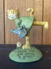 Suzi Skoglund Cat With Watering Can Plant Love and watch it grow figurine 3 x 2