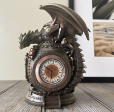 Custom Made Cold Cast Bronze Steampunk Dragon Table Clock With Trinket Box picture