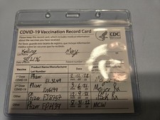 Vintage CDC COVID-19 Pfizer Vaccination 'Named' Card in Original Plastic Holder picture