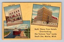 Sault St Marie MI-Michigan, Leon A Deglman Hotels, Advertising, Vintage Postcard picture