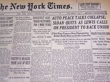 1937 JAN 22 NEW YORK TIMES - AUTO PEACE TALKS COLLAPSE SLOAN QUITS - NT 717 picture