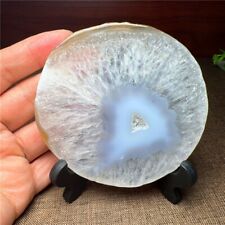 1 Pc Natural beautiful agate Crystal Flower Piece Coaster Crystal 106G+support picture
