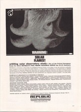 Republic Aviation Solar Flares Vintage Ad Space Race Magazine Page 1962 picture