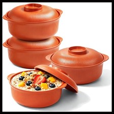 Elderly-Friendly 40oz Microwave-Safe Orange Bowls – Set of 4 for Soup & Cereal picture