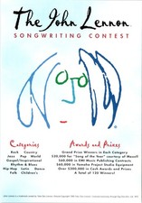 The JOHN LENNON SONGWRITING CONTEST Music 1998 4X6 Application & Information picture