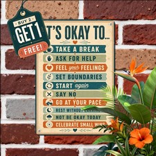 Mental Health Awareness Sign Colorful Motivational Wellness Metal Tin Plaque picture