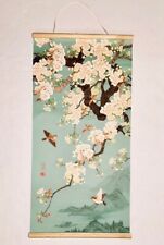 Chinese Ginkgo Flower & Bird Scroll Canvas Print Wall Art 31x16