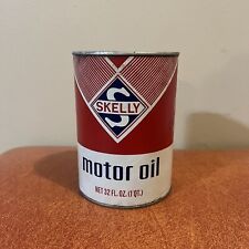 Vintage Skelly Motor Oil 1 qt Full Oil Can NOS S.A.E. 20 Red White Blue 32 FL picture