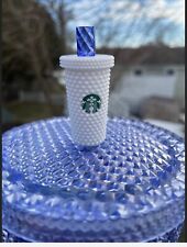 White 3d Printed Starbucks Studded Tumbler Straw Topper Buddy Charm picture