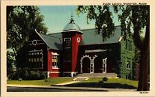 Vintage Postcard - Linen Public Library Building Waterville Maine ME  picture