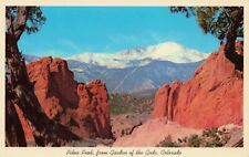 Postcard Pikes Peak from Garden of the Gods, Colorado Springs, Colorado VTG picture