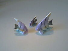 THREE VINTAGE 1960'S MINIATURE COLORFUL BONE CHINA RED ANGEL FISH  picture