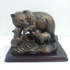 Always & Forever Collectible Fishing Bears Bronze Finish Mantle Shelf Sculpture picture