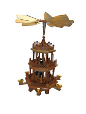Vintage German Pyramid Carousel Rotating Nativity Scene 3 Tier w/Box(NO CANDLES) picture