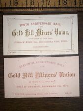 Gold Hill Miners Union Anniversary Ball Tickets 1876 1877 picture