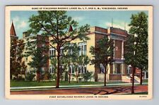 Vincennes IN-Indiana, Masonic Lodge, Antique Vintage Souvenir Postcard picture