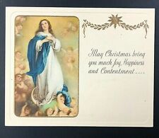 VTG Antique Mary Immaculate Conception Christmas Card Religious Angels Embossed  picture