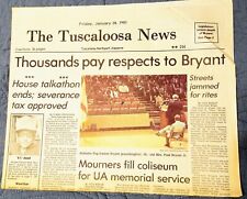 Paul Bear Bryant Funeral The Tuscaloosa News January 28, 1983 Original Newspaper picture