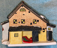 Vtg 1990’s Christmas Village Ceramic House with a Sleigh on the Porch No Cord picture