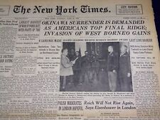 1945 JUNE 12 NEW YORK TIMES - OKINAWA SURRENDER IS DEMANDED - NT 563 picture