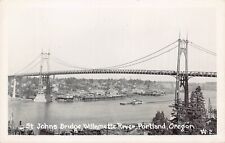 RPPC Portland Oregon St. Johns Bridge Harbor River Ships Photo Vtg Postcard B48 picture