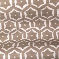 PRINTS, ETC. INC., Medina geometric taupe white hand printed linen 11+ yards new picture