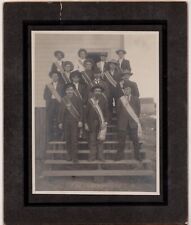 Cabinet Photo Fraternal Gentlemen in Regalia Standing on Hall Steps c1890s picture