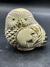 DeRosa Rinconada Ceramic Owl Retired Figuring Silver Gold #99 Rare: 3” T-2 1/2”W picture