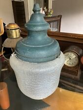 RARE, (1) ANTIQUE Gas Lamp Post Globe & Rain Guard/Finial Early 1900’s Very Lg. picture
