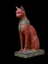 UNIQUE ANCIENT EGYPTIAN STATUE Cat Bastet Goddess of Protect with Scarab Wings picture