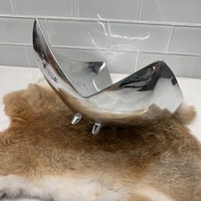 Modernist Polished Silver Metal Aluminum Bowl Large Assymetrical Footed Tray picture