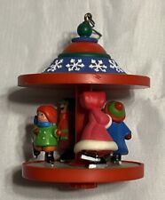 Hallmark Ornament 1981 Ice Skaters Carousel #4 Merry Go Round Christmas Carolers picture