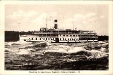 Prescott Ontario Canada Tour Boat Shooting The Rapids c1942 Vintage Postcard picture