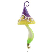 Blubom 7.25In Purple & Yellow Magic Mushroom, Glass, Ornament Clip On 2022203 picture