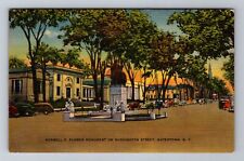 Watertown NY-New York, Roswell Flower Monument, 40's Cars Vintage c1948 Postcard picture