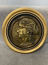 Vintage Brass or Copper Metal Greek Goddess Aphrodite Plaque in Gold Frame picture