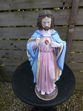 Antique Belgian vieux andenne bisque porcelain sacred heart jesus statue picture