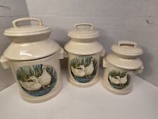 RARE Vtg. 1974 Atlantic Molds 3 Piece Canister Set Speckled w/2 Ducks On Front  picture