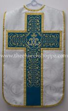 SILVER MARIAN Fiddleback Chasuble Mass Vestment WITH 5 PC SET FELT INTERLINED picture