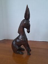 Vintage Wood Carved Donkey  Folk Art Figurine Handmade? picture
