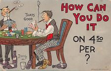 Dwig Comic Postcard How Can You Do It On $4.50 Poker Game Gambling Artist Signed picture