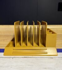 Vtg MCM Max Klein Co. Desk Organizer Letter Holder Mod Retro Plastic Mustard picture