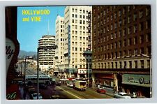 Hollywood CA-California Hollywood and Vine Glamorous Streets Vintage Postcard picture