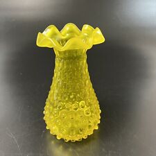 Hobbs Brockunier Dew Drop Yellow Hobnail Glass Vase Ruffle Top Some Glow 9