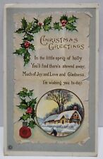 Vintage Used Postcard 1915 Embossed Christmas Holiday Seasons Greetings  picture