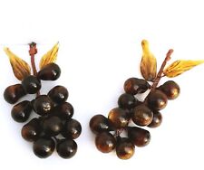 Vintage Mid Century Grape Fig Clusters Amber Brown Hand Blown Glass 50s 60s 70s picture