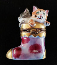 Limoges Box Adorable Kittens in Christmas Boot Lot #1211A3 picture